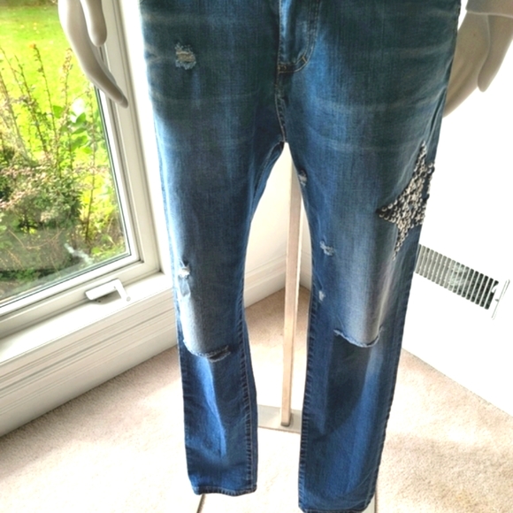 Please Denim Ribbed and Distressed with Metallic Star Size Medium - Picture 6 of 12